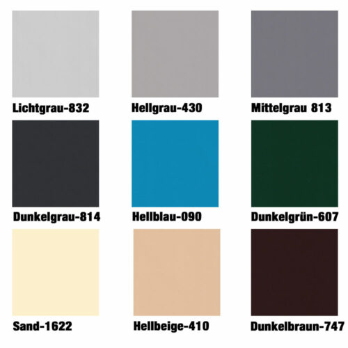 Farbvarianten für die Stangenabdeckung Premium für Rechteckpools, darunter Grau-, Blau- und Erdtöne.