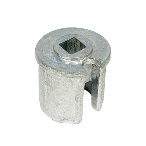 Detailansicht der Aluminium-Nutrohrendkappe mit 13 mm Innensackloch
